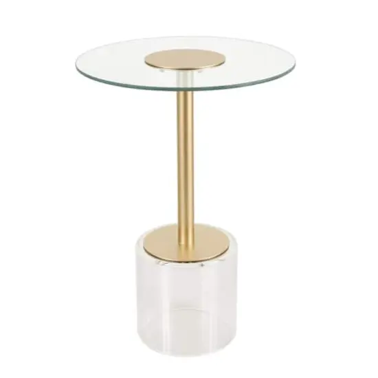 22.5" Clear Acrylic Accent Table with Elevated Base & Gold Stand {1}