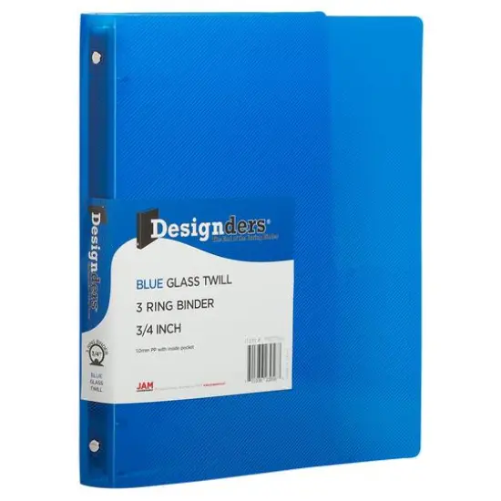 JAM Paper 0.75" Glass Twill Plastic 3-Ring Binder Blue {2}