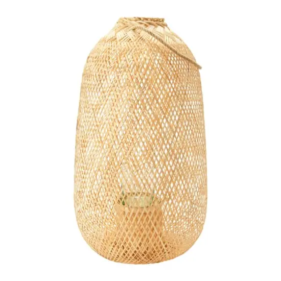 Hello Honey&reg; 23.5" Natural Hand-Woven Bamboo Lantern with Jute Handle & Glass Insert {1}
