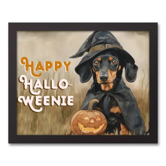 Happy Halloweenie 15.73" x 12.73" Black Framed Canvas {1}