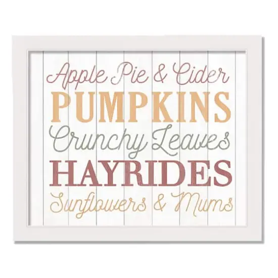 Fall Words White Framed Print Wall Art {1}