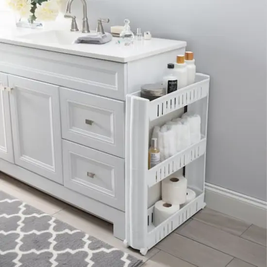Simplify 3-Tier Slim Slide-Out Storage Cart White {4}