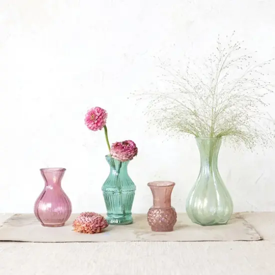 Hello Honey&reg; Multicolor Debossed Reclaimed Glass Vase Set {3}
