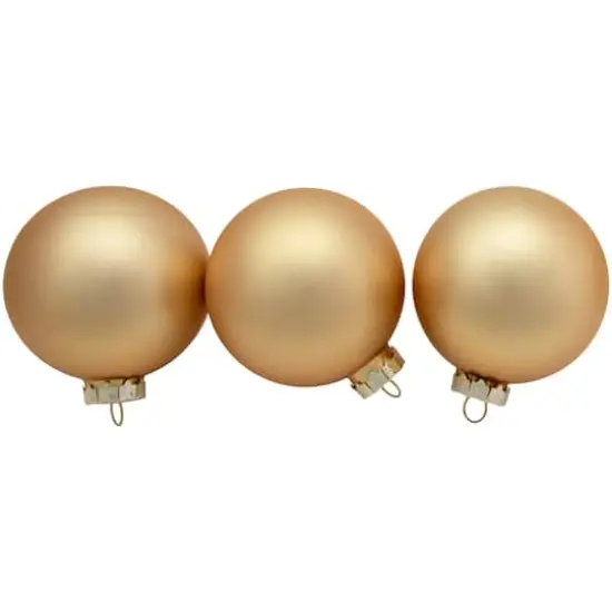 6ct. 3" Champagne Gold 2-Finish Glass Ball Ornaments {6}
