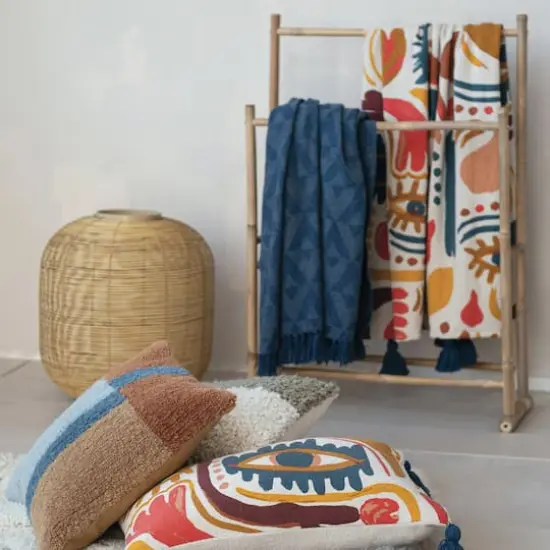 Hello Honey&reg; Blue Azure Triad Cotton Blend Throw with Fringe {3}