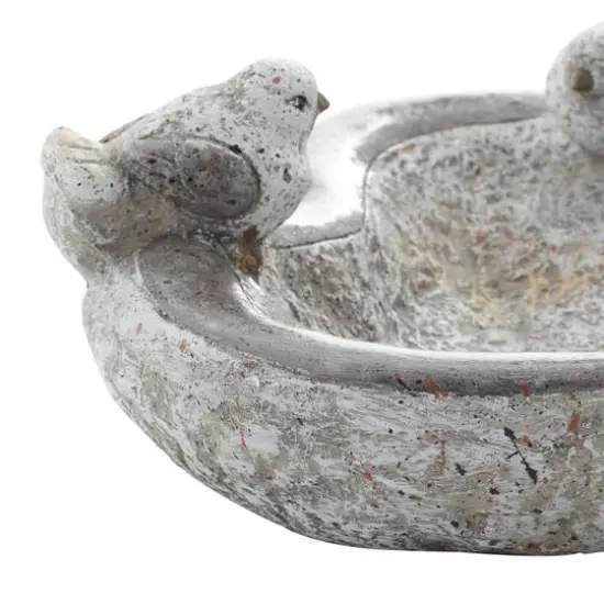 15" Gray Polystone Country Birds Garden Sculpture {6}