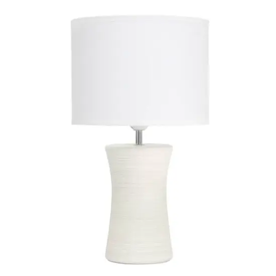 Simple Designs White Shade Ceramic Hourglass Table Lamp Off White {1}