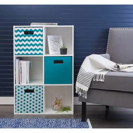 DII&reg; 13" Polyester Chevron Storage Cube Teal {4}