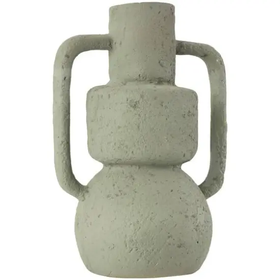 14" Light Gray Paper Mache Textured Vase {3}
