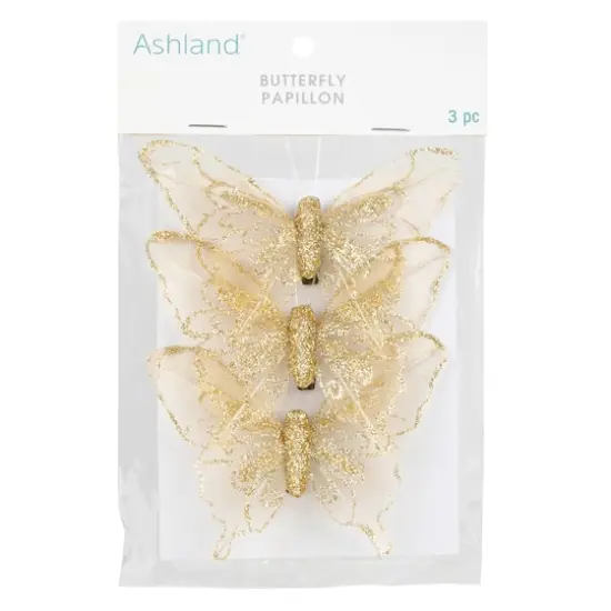 Glitter Butterfly Embellishments, 3ct. by Ashland&reg; Gold {4}