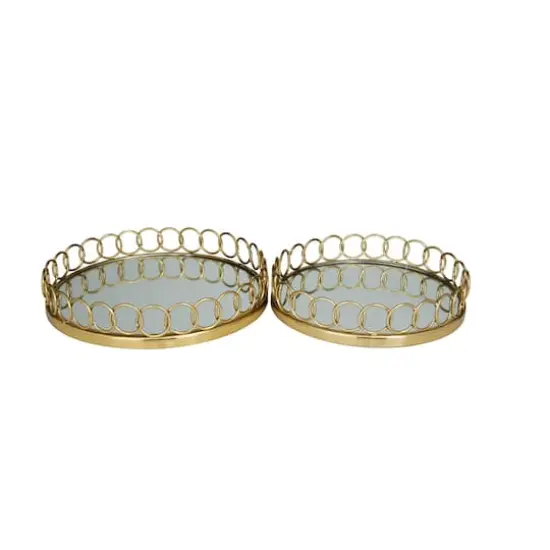 Gold Contemporary Tray, Set of 2" 16", 14" {1}