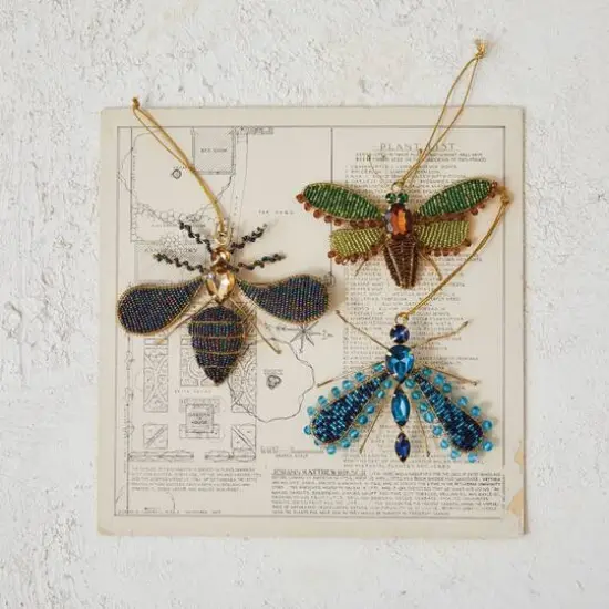 Hello Honey® 3 Pack 5" Insect Metal & Glass Beaded Ornaments {3}