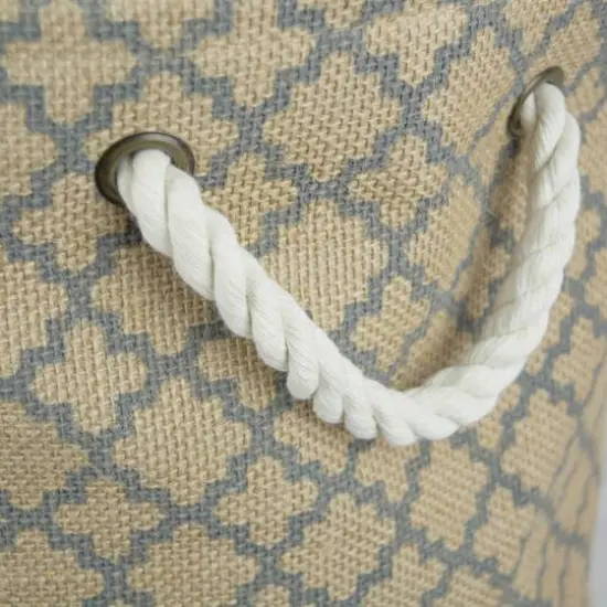 DII&reg; 9" Lattice Round Burlap Bin Gray {4}