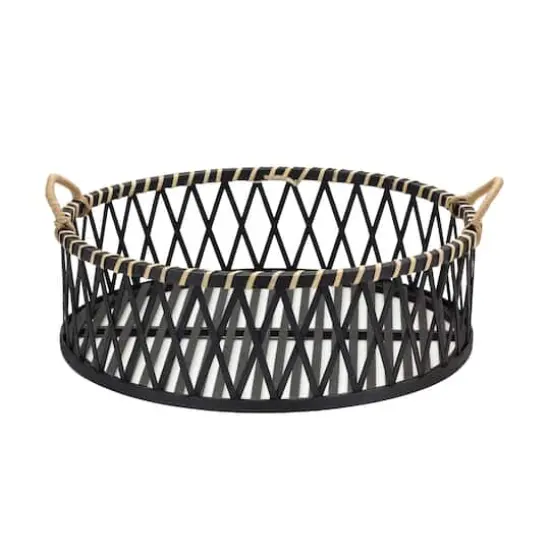 Bamboo & Rattan Woven Circle Tray Set {4}