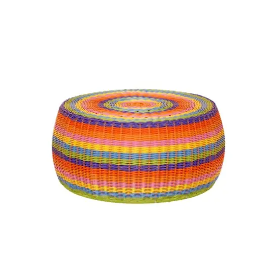Household Essentials 9" Metal Woven Storage Ottoman Multicolored Stripe {1}