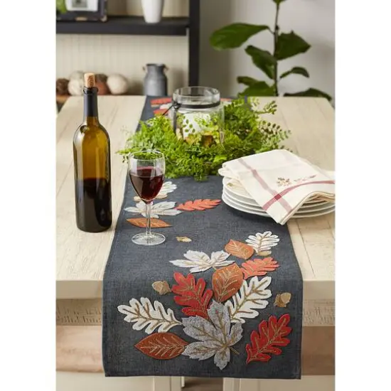 DII&reg; 108" Autumn Leaves Embroidered Table Runner {3}