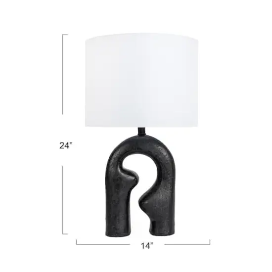 Hello Honey&reg; 24" Abstract Sculptural Table Lamp with Drum Shade Black {4}