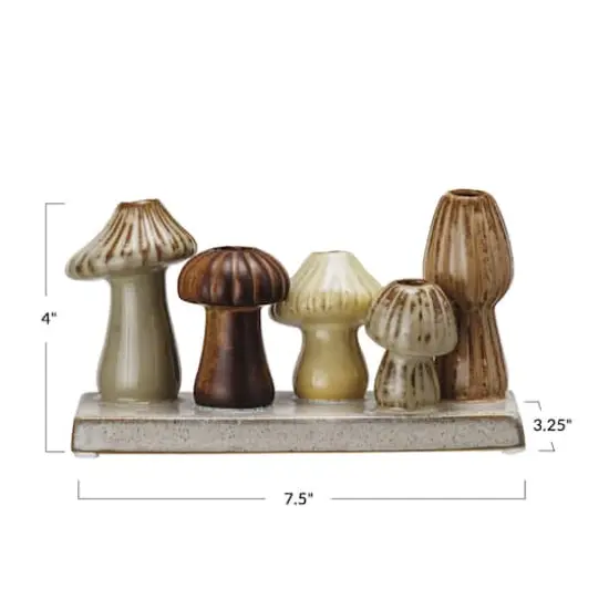 Hello Honey&reg; 4" Enchanted Garden Stoneware Mushroom Vase {4}