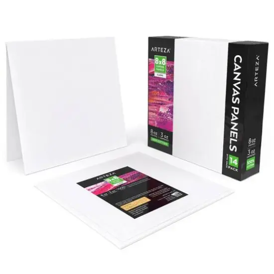 Arteza&reg; 8" x 8" White Canvas Panels, 14ct. {1}