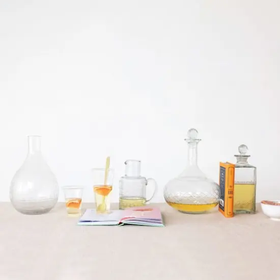 Hello Honey&reg; 16oz. Clear Reclaimed Etched Square Glass Decanter {4}