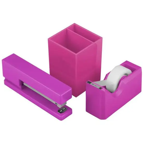 JAM Paper Stapler, Tape Dispenser & Pen Holder Trio Kit Orange {2}