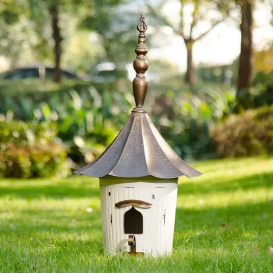 Glitzhome&reg; 30" White Pagoda Metal Birdhouse {4}