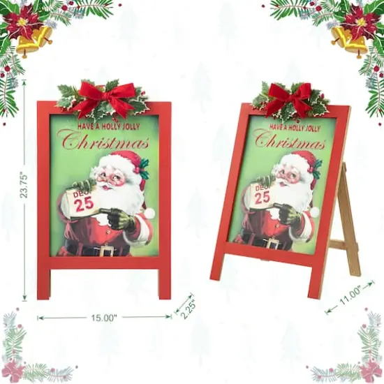 Glitzhome&reg; 23.75" Wooden "Have a Holly Jolly Christmas" Easel Porch D&eacute;cor {9}