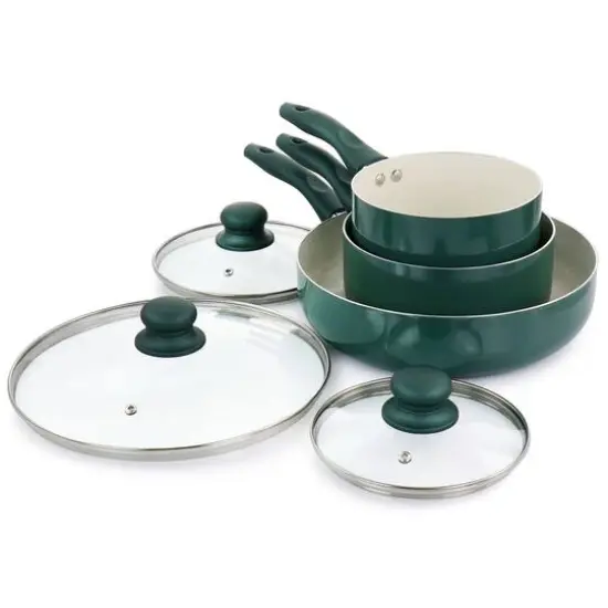 Gibson Home&reg; 11-Piece Green Gazebo Ceramic Nonstick Aluminum Cookware Set {11}