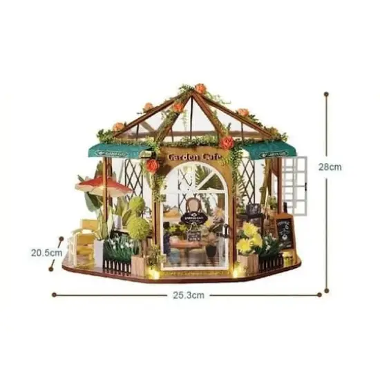Wizardi Miniature Roombox: Wooden Coffee Shop Dollhouse Kit {3}