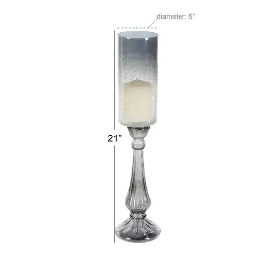 21" Black Glass Traditional Candle Holder {6}