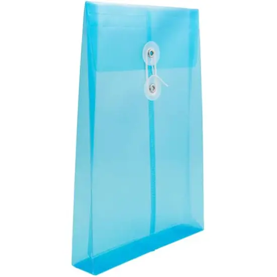 JAM Paper 6.25" x 9.25" Blue Plastic Button String Open End Envelopes, 12ct. {3}
