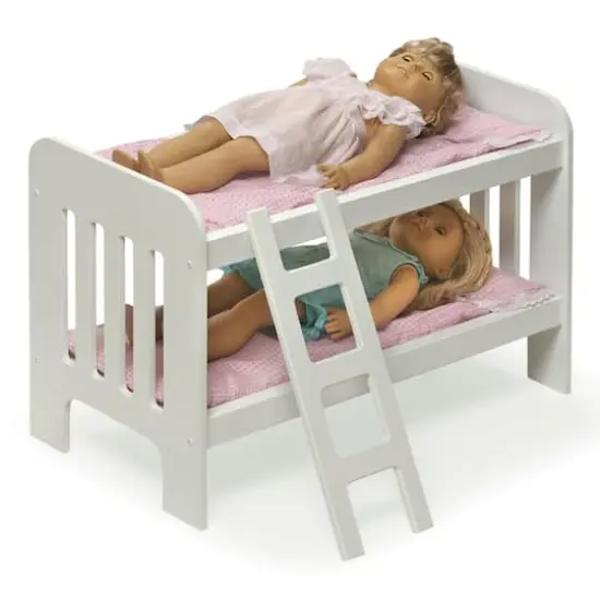Badger Basket Pink & White Doll Bunk Bed with Bedding & Ladder {5}