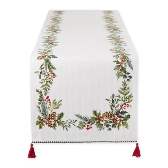 DII&reg; 72" Heritage Holiday Sprigs Reversible Embellished Table Runner {4}