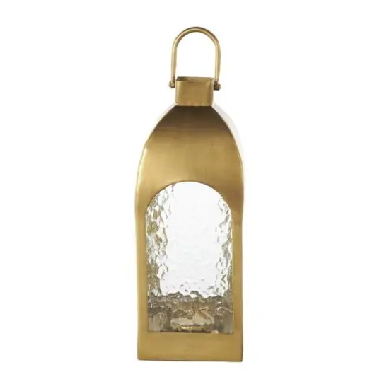 18" Gold Metal Arched Candle Lantern with Top Handle {7}
