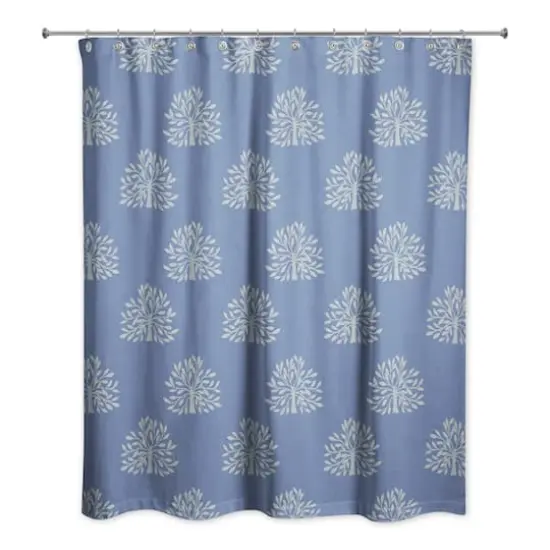 Blooming Bush Shower Curtain, 71" x 74" Navy {1}