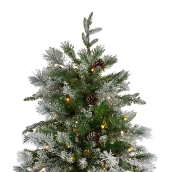 7.5ft. Pre-Lit Real Touch™️ Flocked Rosemary Emerald Angel Pine Artificial Christmas Tree, Clear LED Lights {5}