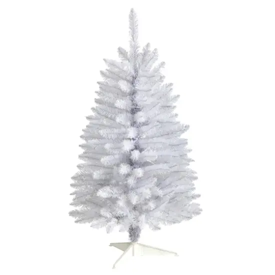 3ft. Pre-Lit White Artificial Christmas Tree, Warm White LED Lights {4}