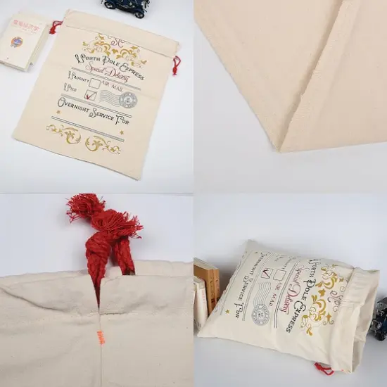 Personality Case&trade; 19" x 26" Cotton Christmas Drawstring Bag {5}