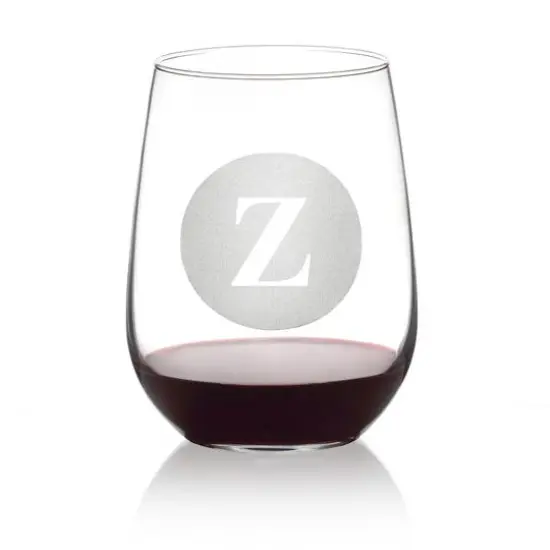 Hortense B. Hewitt Co. Circle Monogram Stemless Wine Glass Z {1}