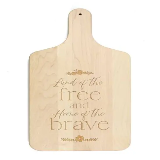 17" Land of the Free Home of the Brave Paddle Cutting Board Walnut {2}