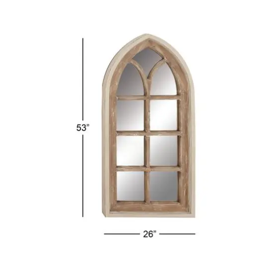 35" Brown Vintage Wood Wall Mirror {9}