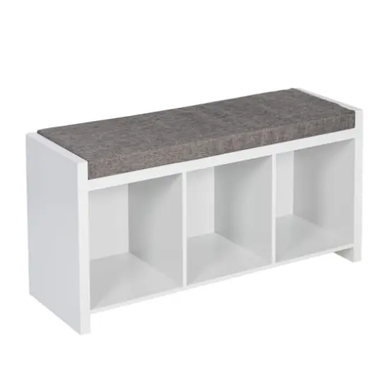 Honey Can Do White Cube Organizer Bench with Shoe Storage and Seat Cushion {3}