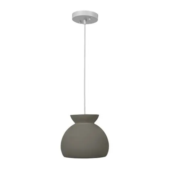 Hello Honey&reg; Sienna Matte Charcoal Boho Ceramic Ceiling Light with White Fabric Cord {7}