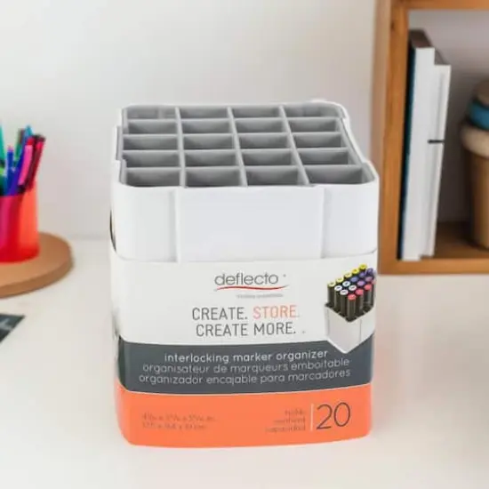 Deflecto&reg; White Interlocking Marker Organizer {1}