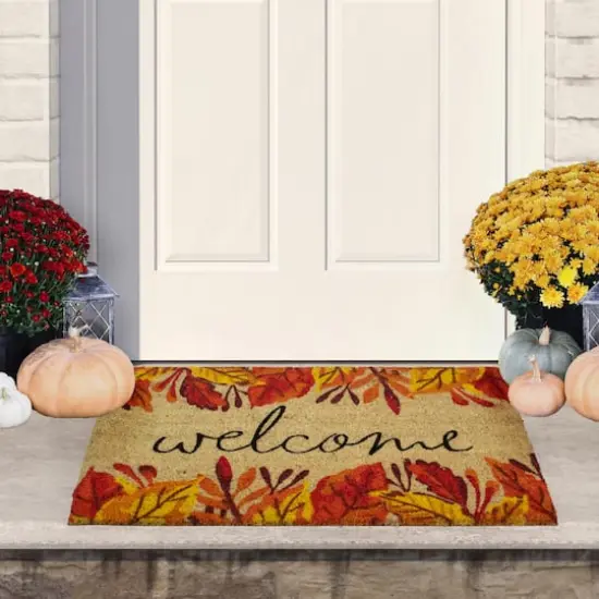 Leafy Fall Harvest Rectangular Welcome Doormat {3}
