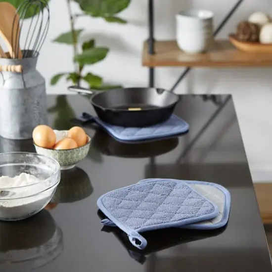 DII&reg; Terry Cloth Potholders, 3ct. Stonewash Blue {5}