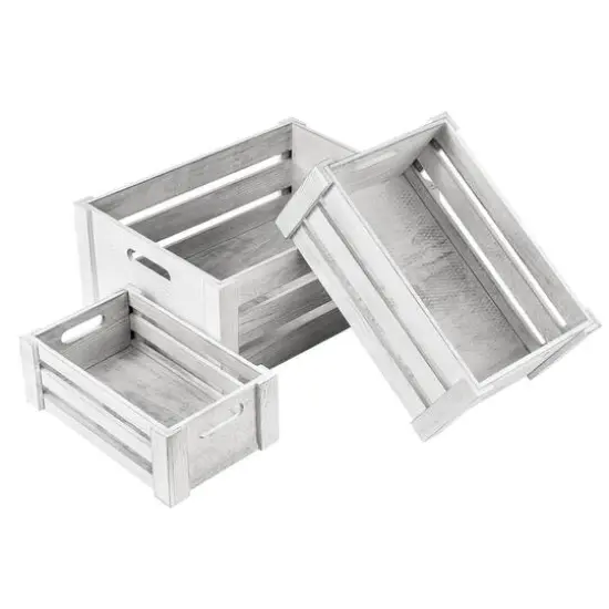 NEX&trade; Distressed Wood Storage Containers Display Risers Set Light Gray {1}