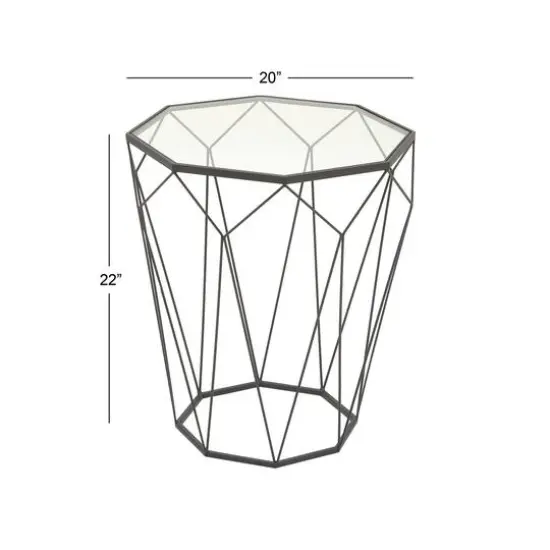 Black Iron Contemporary Accent Table {4}