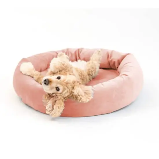 Royal Pet Bed Medium Washable Luxury Velvet Dog Bed Blush {1}