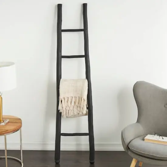 6ft. Handmade Slanted Wood Ladder Black {3}